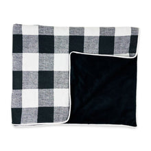 Load image into Gallery viewer, Black Check and Black Minky Pet Blanket