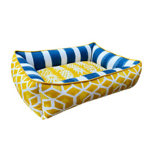 Load image into Gallery viewer, Blue and yellow dog bed