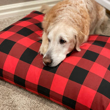 Load image into Gallery viewer, Red black check dog bed