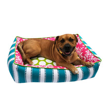 Load image into Gallery viewer, Pink and teal dog bed