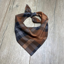 Load image into Gallery viewer, brown tan check dog bandana