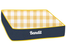 Load image into Gallery viewer, Blue and yellow mattress dog bed