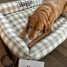 Load image into Gallery viewer, Tan check dog bed