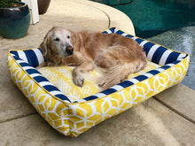 Load image into Gallery viewer, Pineapple Poolside Snuggler Dog Bed