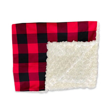 Load image into Gallery viewer, Red Check and Cream Minky Pet Blanket