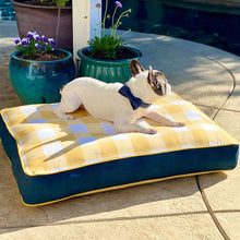 Load image into Gallery viewer, Blue and yellow mattress dog bed
