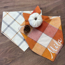 Load image into Gallery viewer, Orange or cream check dog bandana
