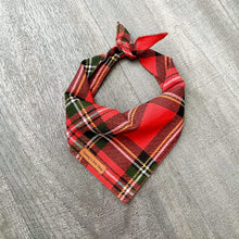 Load image into Gallery viewer, Red check pet bandana
