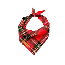 Load image into Gallery viewer, Red check pet bandana
